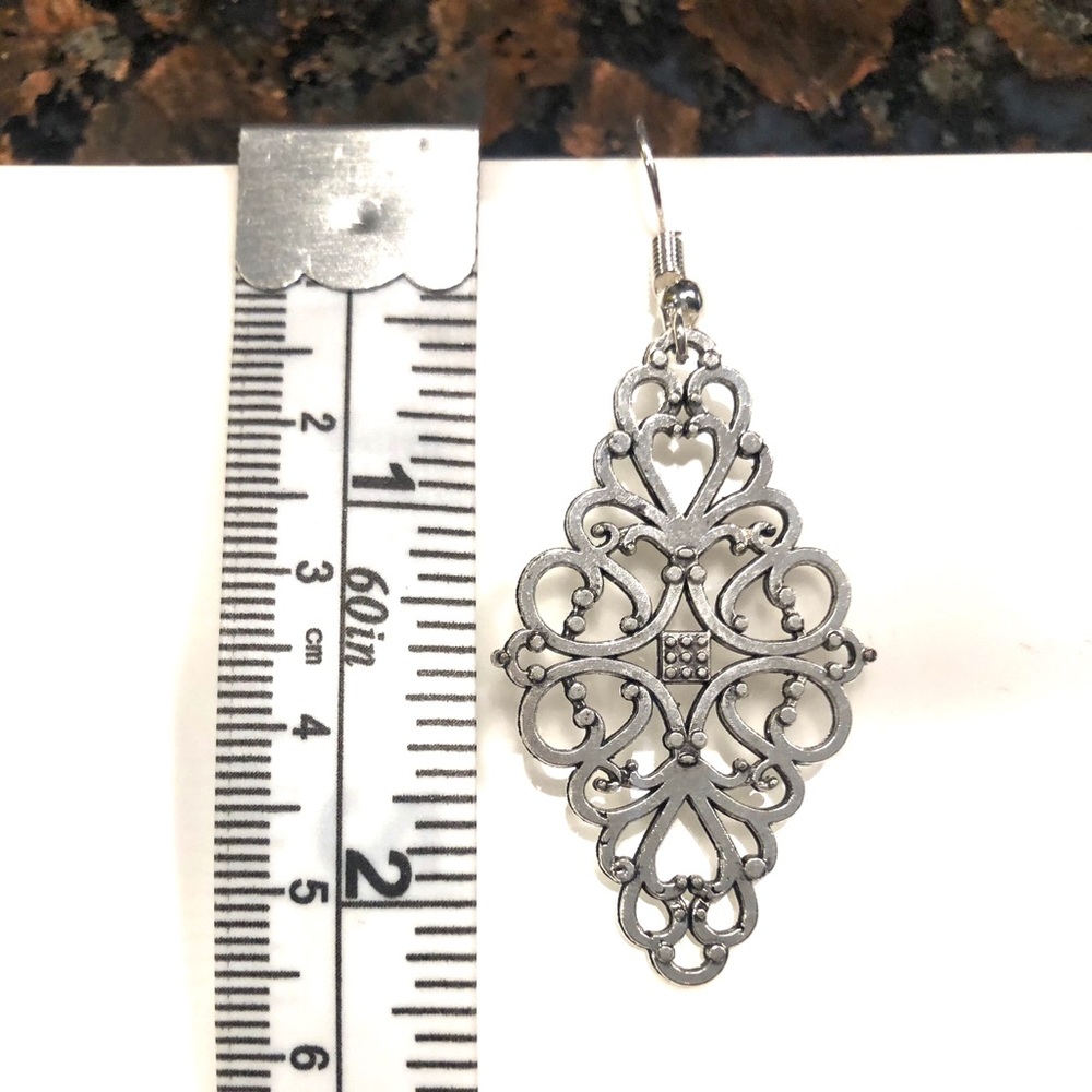 925 Silver Plated Hook Decorative Earrings - Picture 2 of 3